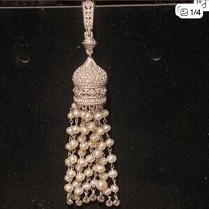 Judith Ripka Silver and Pearl Tassel Enhancer